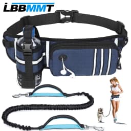 Bungee Waist Leash for Dog, Walking Running Belt for Medium & Large Dogs, Fanny Pack for Walker Training Hiking Jogging