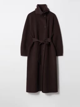 Retro Solid Stand Collar Long Tweed Coat Women 2025 Fashion Large Lapel Single Breasted Coats With Belt Lady Chic Street Outwear