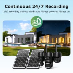 INQMEGA 4-lens Four-Screen AOV Outdoor Surveillance Camera 4G Security Cctv With APP Control 3-PTZ lens online all the time