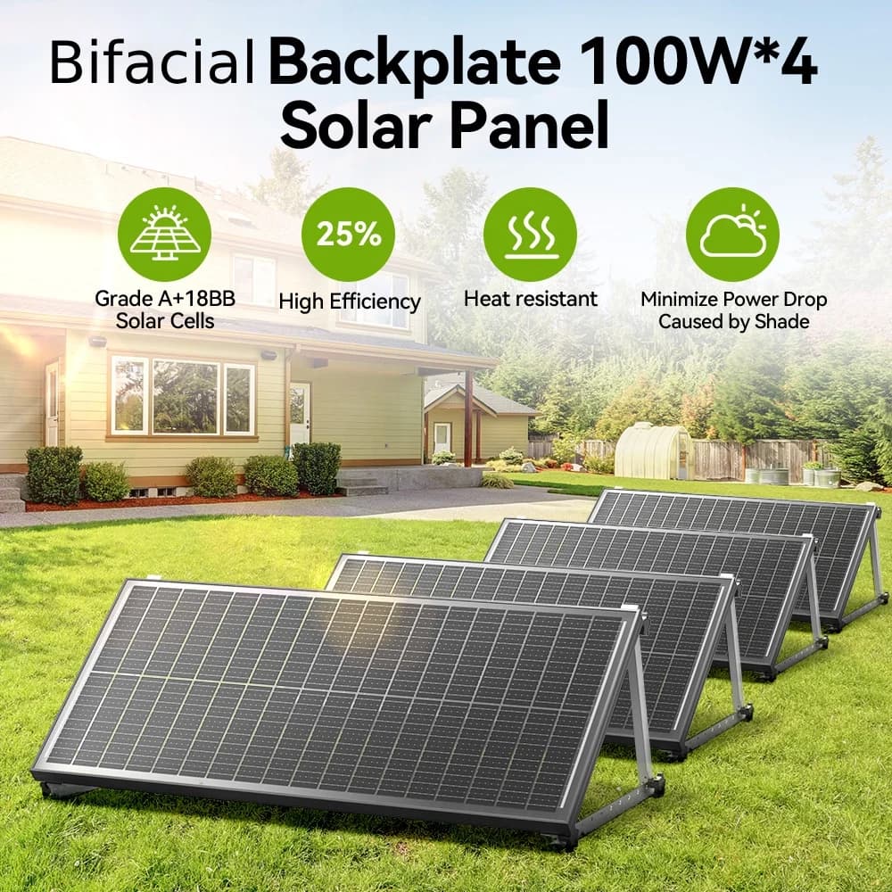 Rvpozwer 12.8V 400W/200W/100W Monocrystalline Solar Panel 18BB N-Type High Efficiency PV Power for Off-Grid Yard Roof Garden