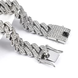 Fashion Hip Hop Square 14MM Cuban Link Necklace Men Gold Color Women Rhinestone Iced Out Cuban Chain Punk Jewelry Necklaces Gift