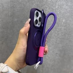Flip Up Lens Stand For Magsafe Wrist Lanyard Case For iPhone 14 18 17 15 13 16 11 12 Pro Max Air Solid Color Shockproof Cover