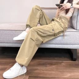 Fashion Women Joggers Pants Casual Female Chic Straight Cargo Pants Elastic High Waist Streetwear Slim Trousers Summer Thin