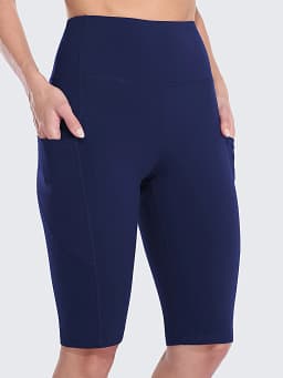 Anfilia Women Yoga Shorts Jogging Running Cycling Fitness Sportswear High-waist with Side Pockets Sporty Shorts Solid Color