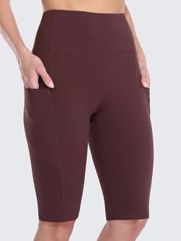 Anfilia Women Yoga Shorts Jogging Running Cycling Fitness Sportswear High-waist with Side Pockets Sporty Shorts Solid Color