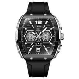 LIGE Top Brand Luxury Mens Watches Waterproof Sports Watch Silicone Strap Chronograph Quartz Wristwatch Relogio Masculino+BOX