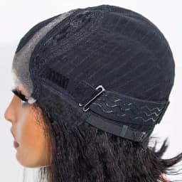 Kinky Straight Bob Side Part Human Hair Lace Wig Pre Plucked 14inches Natural Hairline Wig Natural Black Color Glueless Wigs