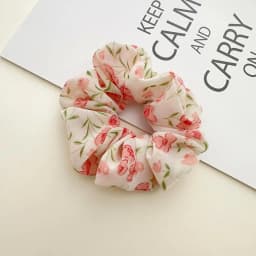 Chiffon Flower Elastic Hairbands Floral Printed Scrunchies for Hair Women Hair Accessories Ponytail Holder Hair Ties Rubber Band