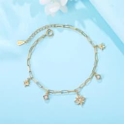 New 925 Sterling Silver Exquisite Golden Starry Bracelet Chain Link Women Bracelet Birthday Festival Jewelry Gifts