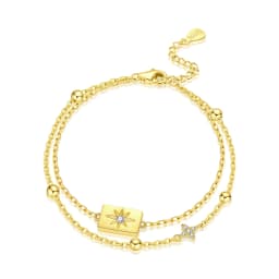 New 925 Sterling Silver Exquisite Golden Starry Bracelet Chain Link Women Bracelet Birthday Festival Jewelry Gifts