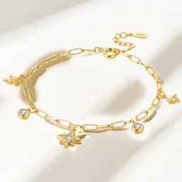 New 925 Sterling Silver Exquisite Golden Starry Bracelet Chain Link Women Bracelet Birthday Festival Jewelry Gifts