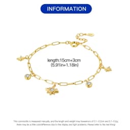 New 925 Sterling Silver Exquisite Golden Starry Bracelet Chain Link Women Bracelet Birthday Festival Jewelry Gifts
