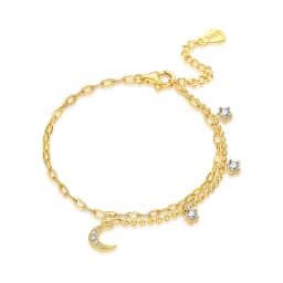 New 925 Sterling Silver Exquisite Golden Starry Bracelet Chain Link Women Bracelet Birthday Festival Jewelry Gifts