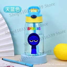 480ml Sprunki Straw Plastic Cup Woman Man Travel Cup Water Bottle Portable Cartoon Water Bottle Fashion Sports Drinking Bottle