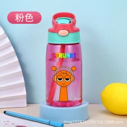 480ml Sprunki Straw Plastic Cup Woman Man Travel Cup Water Bottle Portable Cartoon Water Bottle Fashion Sports Drinking Bottle
