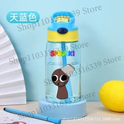 480ml Sprunki Straw Plastic Cup Woman Man Travel Cup Water Bottle Portable Cartoon Water Bottle Fashion Sports Drinking Bottle