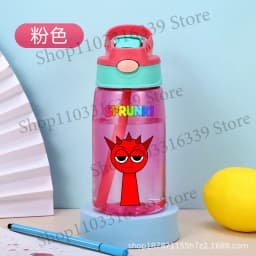 480ml Sprunki Straw Plastic Cup Woman Man Travel Cup Water Bottle Portable Cartoon Water Bottle Fashion Sports Drinking Bottle