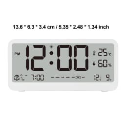 8001-EN Multifunctional Digital Clock LED Brightness Adjustable Temperature Humidity Displaying Alarm Clock with Dual Alarms