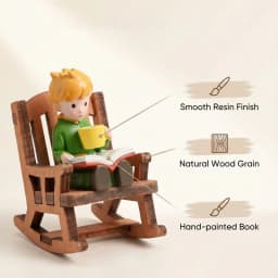 Fairy Tale Prince Rocking Chair Reading Figurine Cute Miniature Desktop Ornament for Home Office Shelf Dreamy Gift For Children
