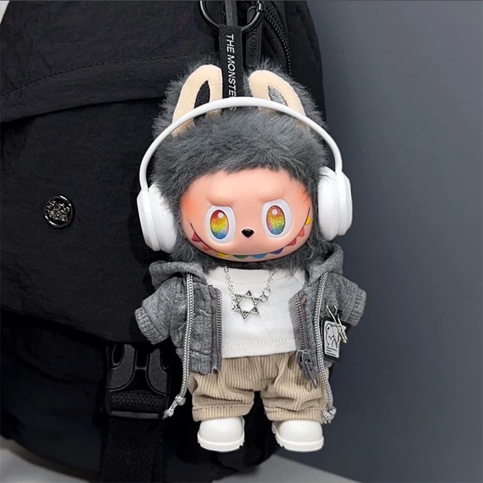For Labubu Big Into Energy Series Clothes Casual Hoodie Grey Leisure Trend Fashion Sweatshirt Jacket Lovely Outfit Gifts