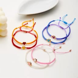 Set of 2 Colorful Heart Beaded Matching Bracelets for Couples Friendships Trendy Couple Bracelets Anniversary Valentines Gifts