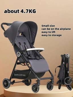 Black Lightweight Baby Stroller 4.7kg Portable for Airplanes Trains Cars Home And Business Use Convenient Travel Stroller