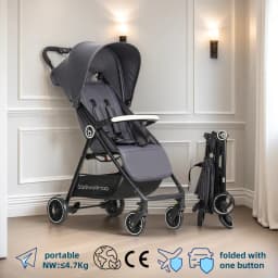 Black Lightweight Baby Stroller 4.7kg Portable for Airplanes Trains Cars Home And Business Use Convenient Travel Stroller