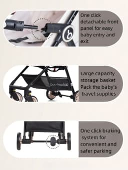 Black Lightweight Baby Stroller 4.7kg Portable for Airplanes Trains Cars Home And Business Use Convenient Travel Stroller