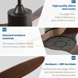 36/42/52/60 Inch Ceiling Fan Industrial Vintage ABS Ventilator No Light Remote Control Decorative Blower Retro Large Fans