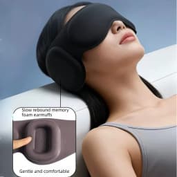 2-In-1 3D Full-coverage Eye Mask Weighted Eye Mask for Sleeping with Ear Cover Noise & Light-blocking Eye Mask for Side Sleeper