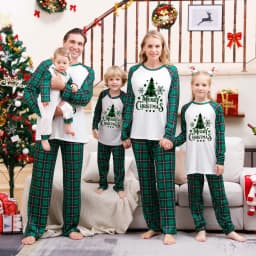 Christmas Family Matching Outfits Mom Dad Kids 2 Pieces Pajamas Set Baby Rompers Casual Loose Sleepwear Xmas Family Look Pyjamas