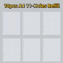 11-Hole A4 Binder Refill Pages 10 Pack Multi-Grid for Photo Card Postcard Coin Collection Scrapbook Album