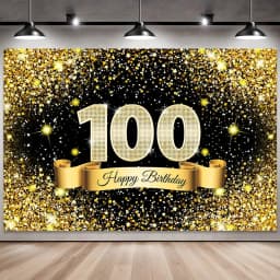 Golden Black Birthday Party Background, 18-40-50-60-Year-Old Photography Background, Photo Booth Logo, Poster Background Banner