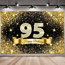 Golden Black Birthday Party Background, 18-40-50-60-Year-Old Photography Background, Photo Booth Logo, Poster Background Banner