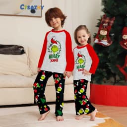 Christmas family clothing, 2-piece set of autumn and winter Christmas home wear and pajamas for a family of three