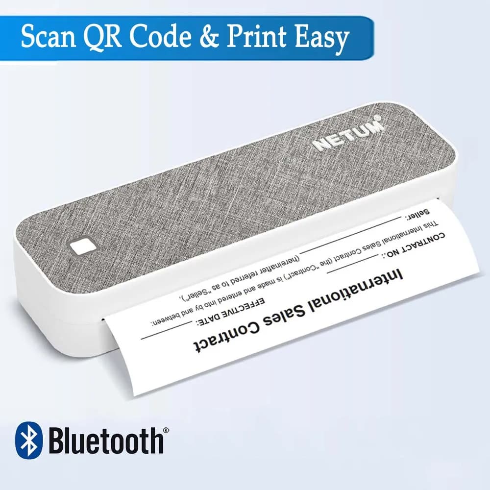 A4 Portable Thermal Printer Bluetooth & USB Photos TXT Word PDF Document Printing Compatible with Android, iOS, Windows Systems