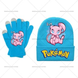 Pika Chu Knitted Hat Gloves Set Anime Pok É Mon Girl Boy Cute Cap Fashion Rayquaza Glove Child Winter Warm Accessories Gift