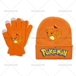 Pika Chu Knitted Hat Gloves Set Anime Pok É Mon Girl Boy Cute Cap Fashion Rayquaza Glove Child Winter Warm Accessories Gift