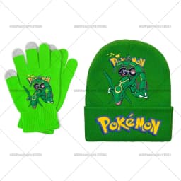 Pika Chu Knitted Hat Gloves Set Anime Pok É Mon Girl Boy Cute Cap Fashion Rayquaza Glove Child Winter Warm Accessories Gift