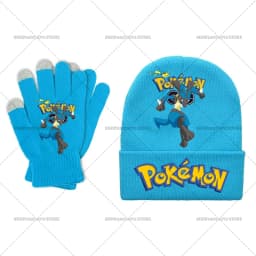 Pika Chu Knitted Hat Gloves Set Anime Pok É Mon Girl Boy Cute Cap Fashion Rayquaza Glove Child Winter Warm Accessories Gift