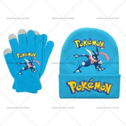 Pika Chu Knitted Hat Gloves Set Anime Pok É Mon Girl Boy Cute Cap Fashion Rayquaza Glove Child Winter Warm Accessories Gift