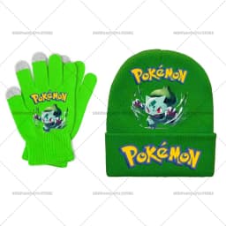 Pika Chu Knitted Hat Gloves Set Anime Pok É Mon Girl Boy Cute Cap Fashion Rayquaza Glove Child Winter Warm Accessories Gift