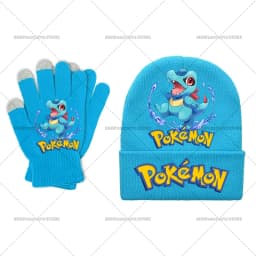 Pika Chu Knitted Hat Gloves Set Anime Pok É Mon Girl Boy Cute Cap Fashion Rayquaza Glove Child Winter Warm Accessories Gift