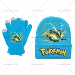 Pika Chu Knitted Hat Gloves Set Anime Pok É Mon Girl Boy Cute Cap Fashion Rayquaza Glove Child Winter Warm Accessories Gift