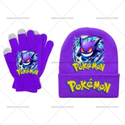 Pika Chu Knitted Hat Gloves Set Anime Pok É Mon Girl Boy Cute Cap Fashion Rayquaza Glove Child Winter Warm Accessories Gift