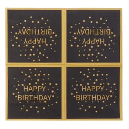 Birthday Party Colorful Printing Napkins Square Paper Napkins Gold Lettering on Black Background Paper Placemats 20pcs/pac 33cm