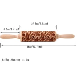 Arjmide 35X4.5CM European Retro Flower Window Grilles Deep Engraved Wooden Embossed Cookies Rolling Pin for Baking 3D Mold ZM006