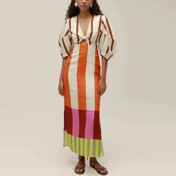 Summer Women Beach Holiday Dress Hollow Patchwork V Neck Half Sleeve Female Maxi Dress Women Casual Print Party Long Dress