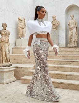Two Pieces Long Prom Dresses Sparkly Beaded Saudi Arabia Dubai Robe De Soiree Middle Eastern Evening Dress Gown Customized