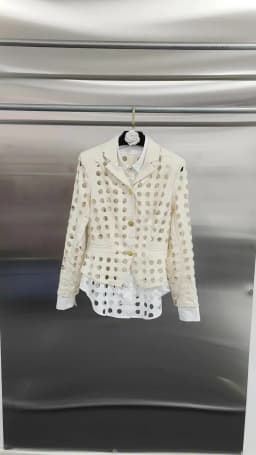 TWOTWINSTYLE Modern Hollow Out Jackets Women Lapel Neck Long Sleeve Gold Ornament Buttons Loose Jacket Streetwear Fashion New